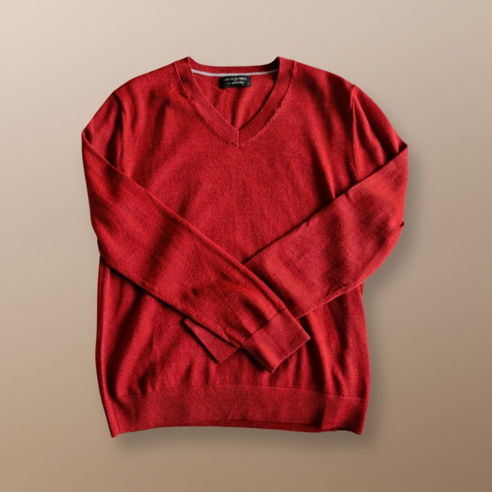 Banana Republic Cranberry V Neck Sweater